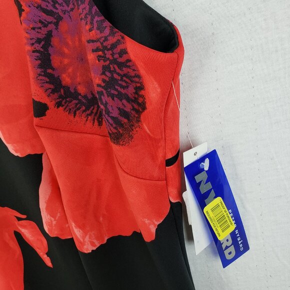 NWT Peter Nygard Sheath Dress Poppy Floral Print Sleeveless Black Red size 14 - Picture 10 of 10